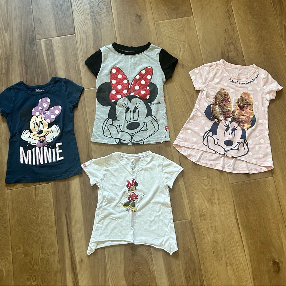 Four Disney Shirts, fits girls ages 5-6